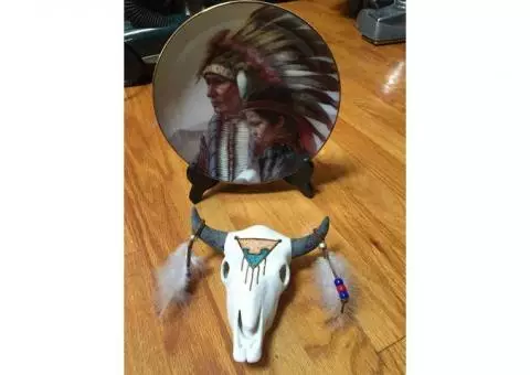 Ceramic Indian Skull head and The Sioux Nation by Perillo Plate